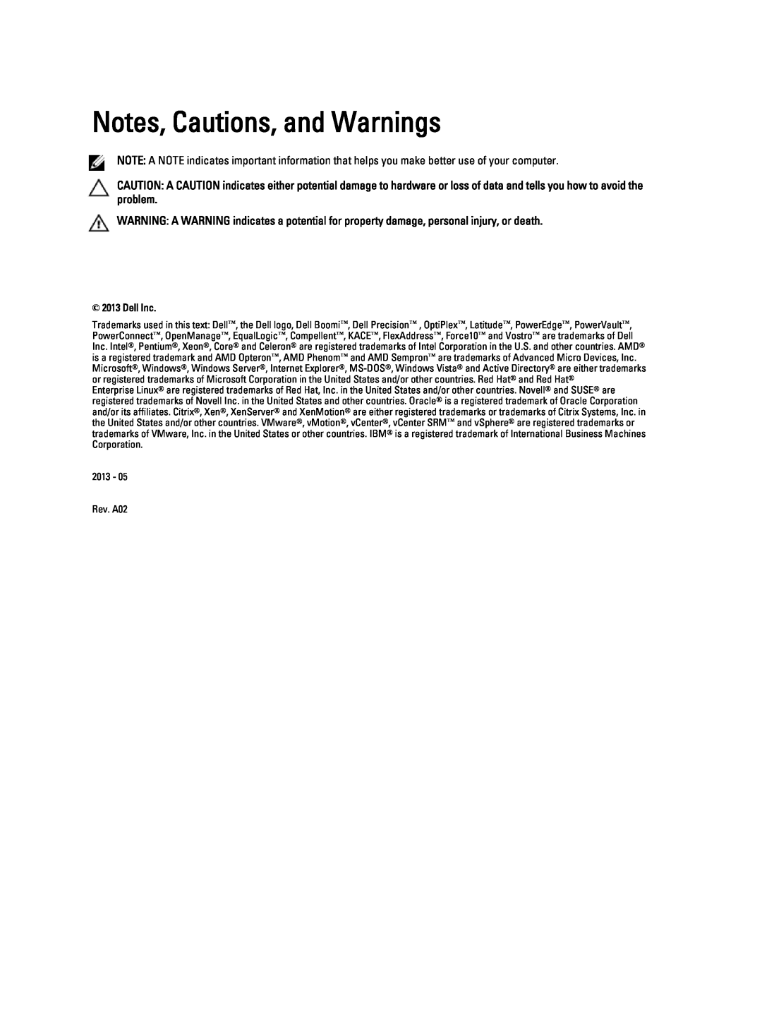 Dell 6430U owner manual Notes, Cautions, and Warnings, Dell Inc 