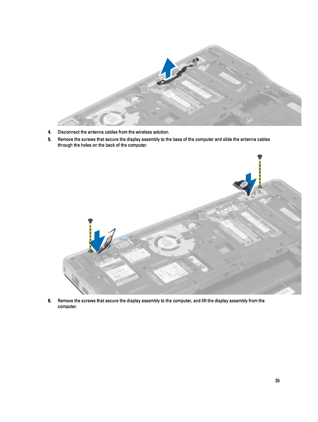 Dell 6430U owner manual Disconnect the antenna cables from the wireless solution 