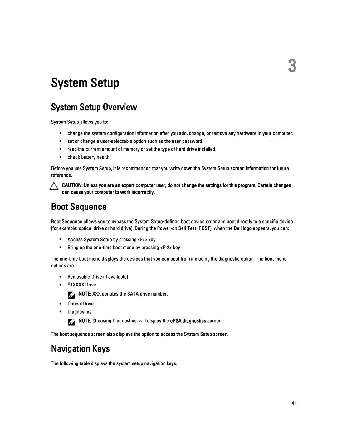 Dell 6430U owner manual System Setup Overview, Boot Sequence, Navigation Keys 