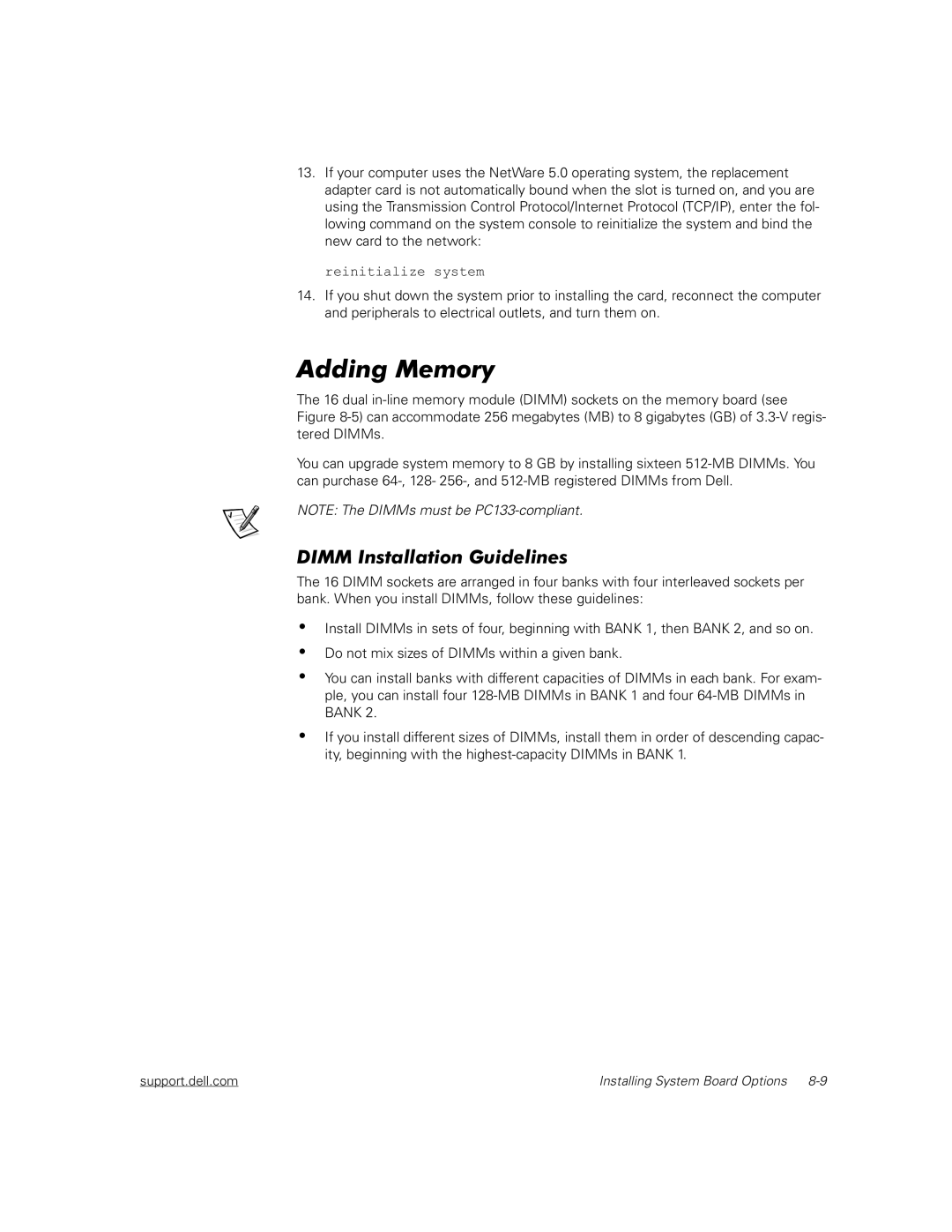 Dell 6450 manual Support.dell.com Installing System Board Options 