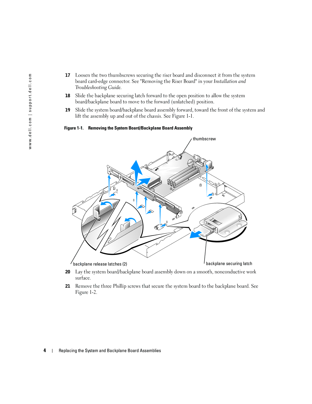 Dell 650 manual Replacing the System and Backplane Board Assemblies 