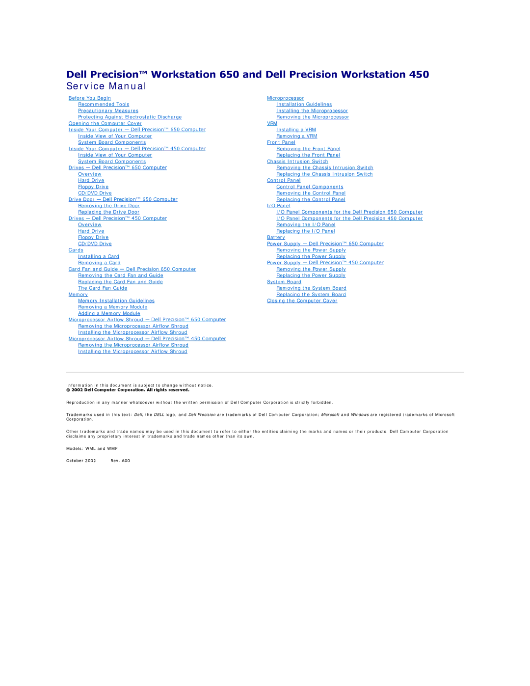 Dell 650 service manual Vrm 