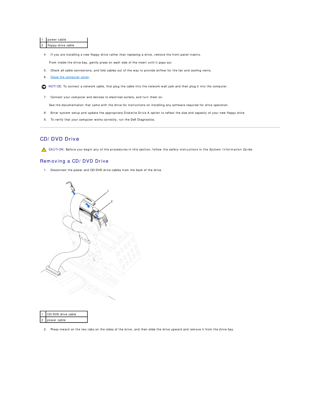 Dell 650 service manual Removing a CD/DVD Drive 