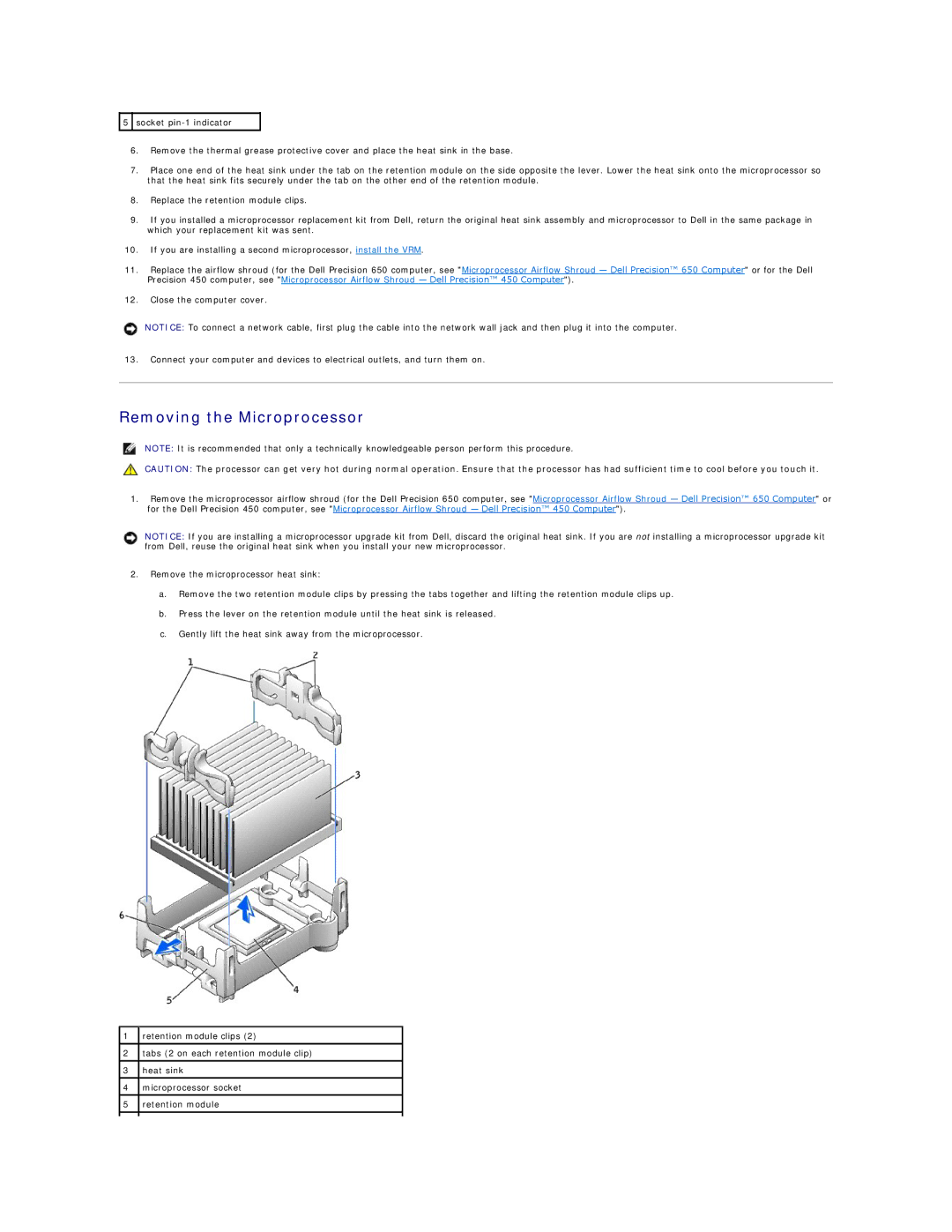 Dell 650 service manual Removing the Microprocessor 