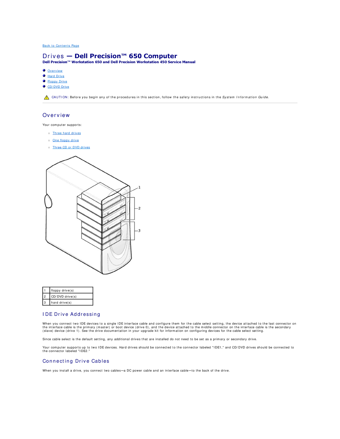 Dell service manual Drives Dell Precision 650 Computer, Overview 