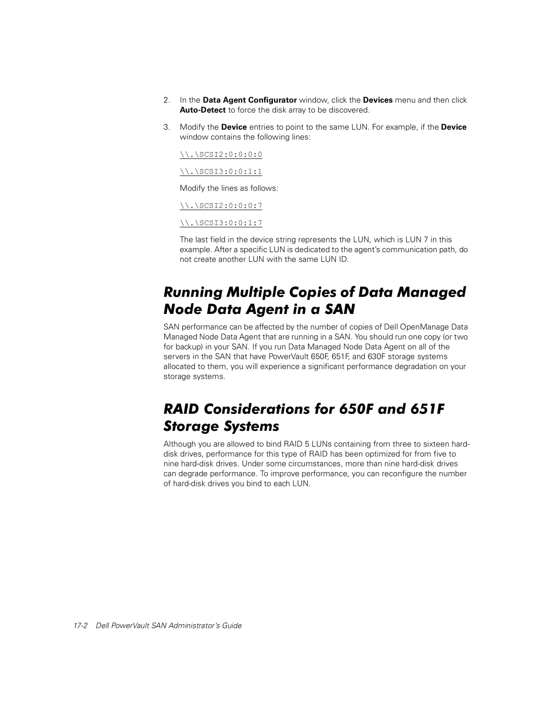 Dell manual RAID Considerations for 650F and 651F Storage Systems, SCSI20007 \\.\SCSI30017 