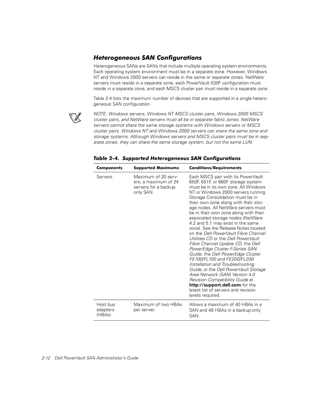 Dell 650F, 651F manual Supported Heterogeneous SAN Configurations 