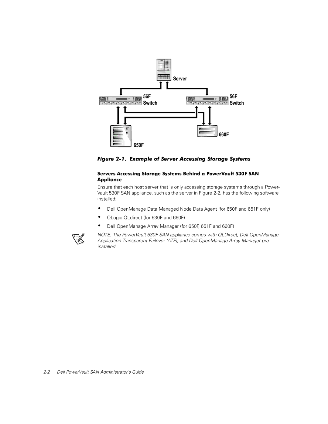 Dell 650F, 651F manual Example of Server Accessing Storage Systems 