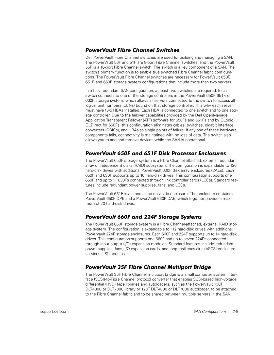 Dell manual PowerVault Fibre Channel Switches, PowerVault 650F and 651F Disk Processor Enclosures 