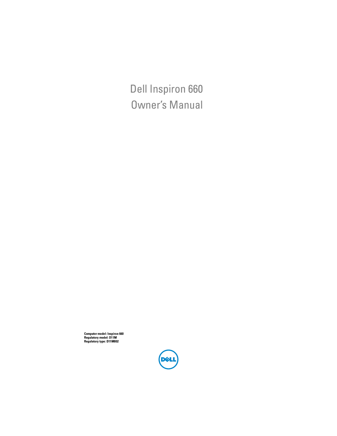 Dell 660, D11M002 owner manual 