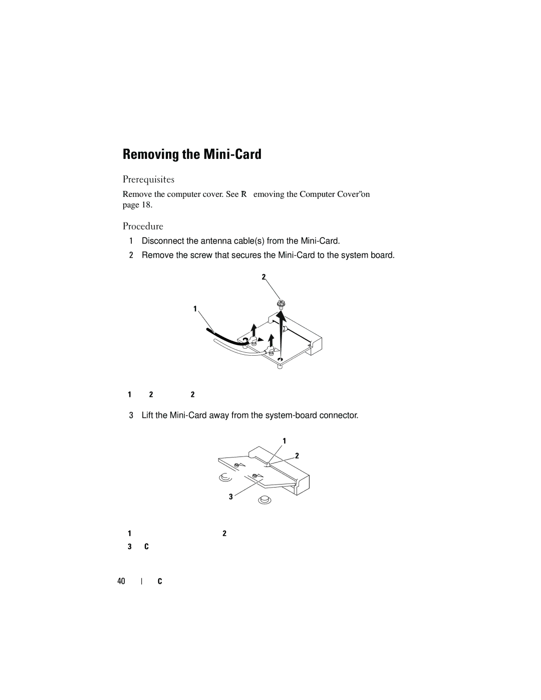 Dell 660, D11M002 owner manual Removing the Mini-Card 