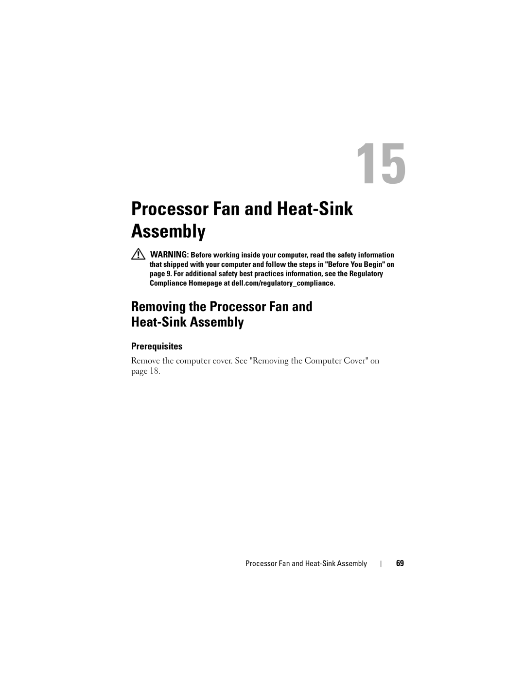 Dell 660, D11M002 owner manual Processor Fan and Heat-Sink Assembly, Removing the Processor Fan Heat-Sink Assembly 