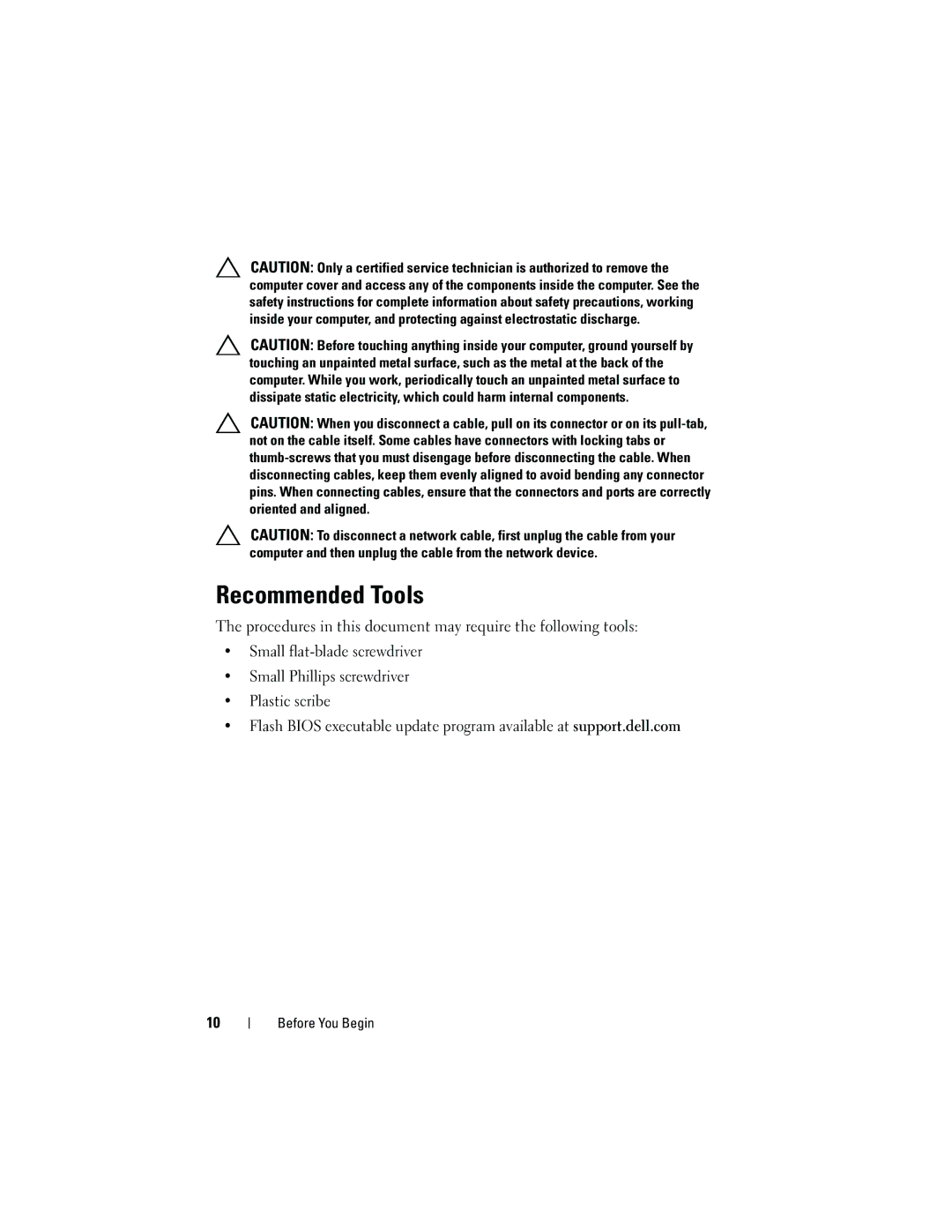 Dell 660 owner manual Recommended Tools, Procedures in this document may require the following tools 