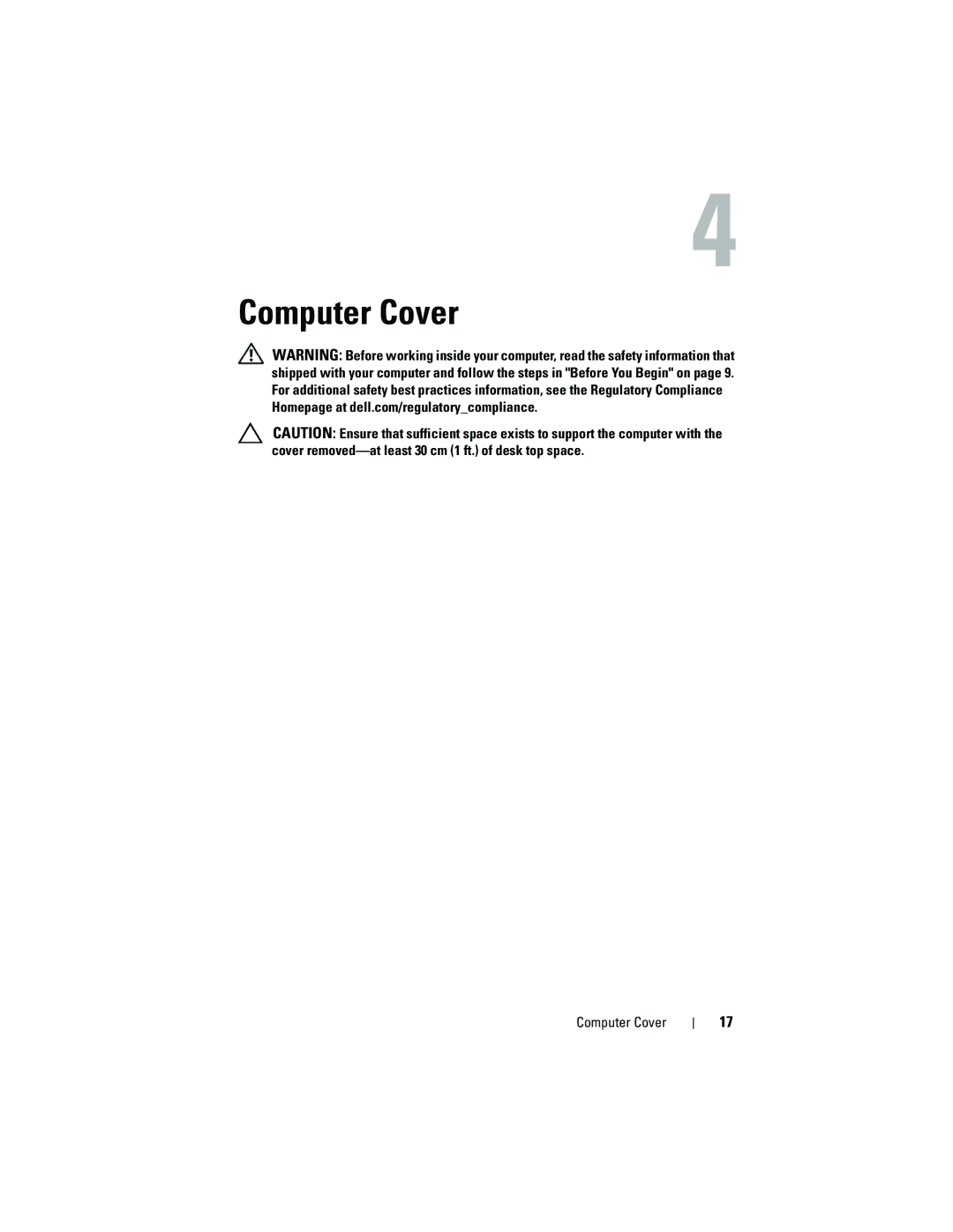 Dell 660 owner manual Computer Cover 