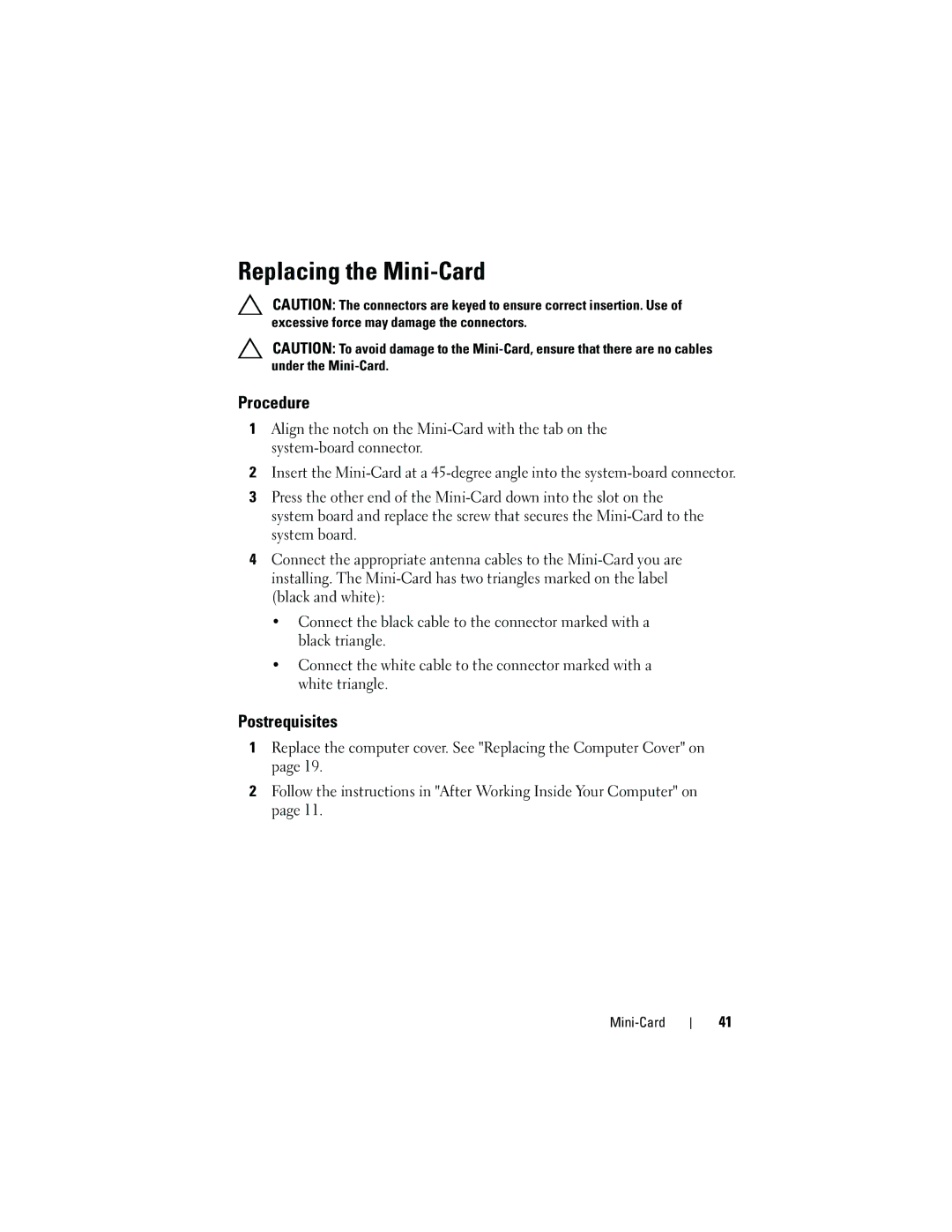 Dell 660 owner manual Replacing the Mini-Card 