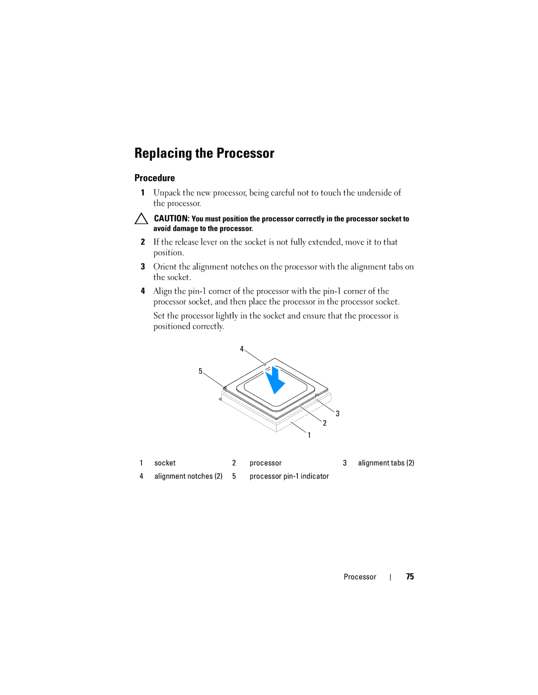 Dell 660 owner manual Replacing the Processor 