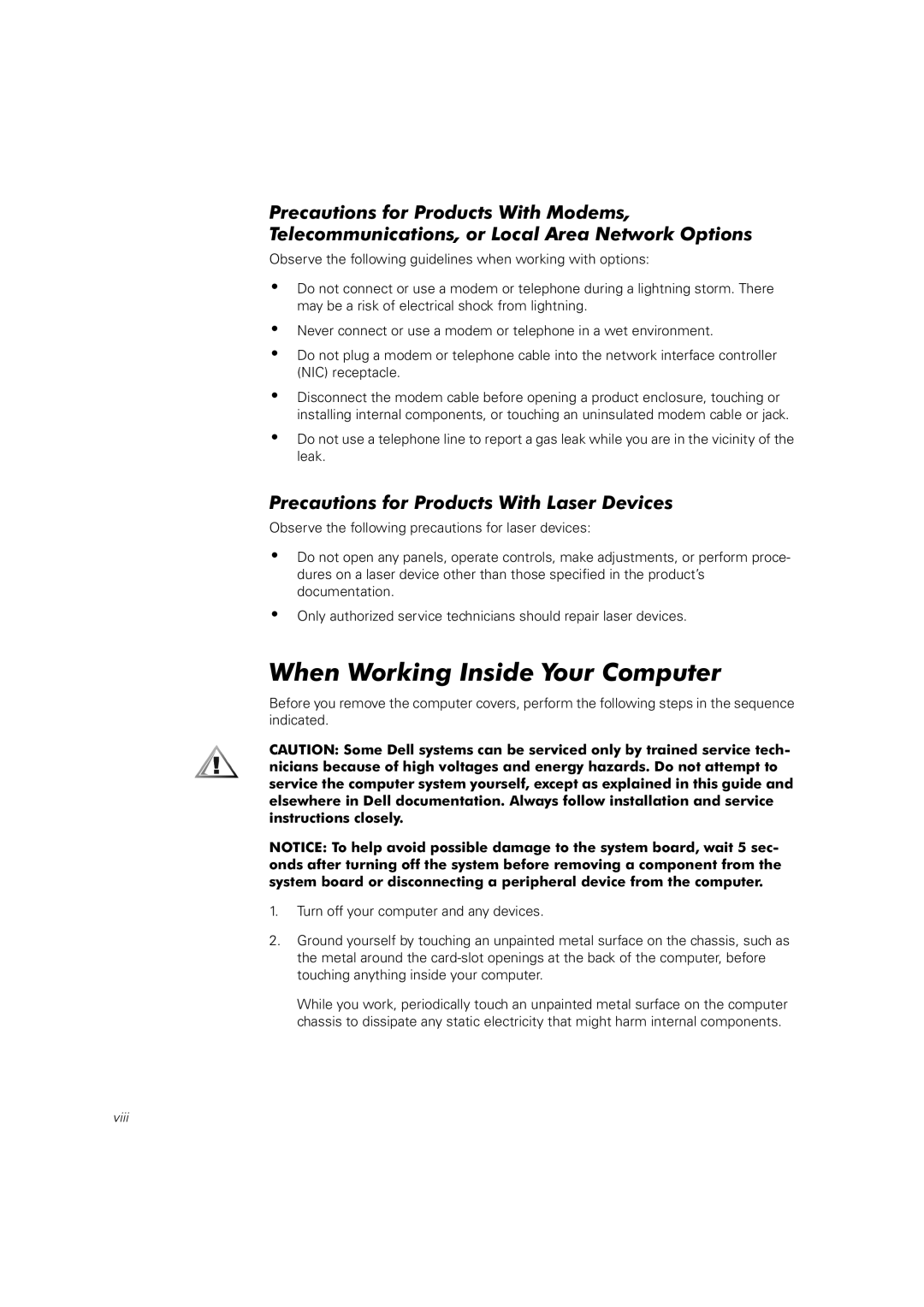 Dell 660F. 224F manual When Working Inside Your Computer, Precautions for Products With Laser Devices 