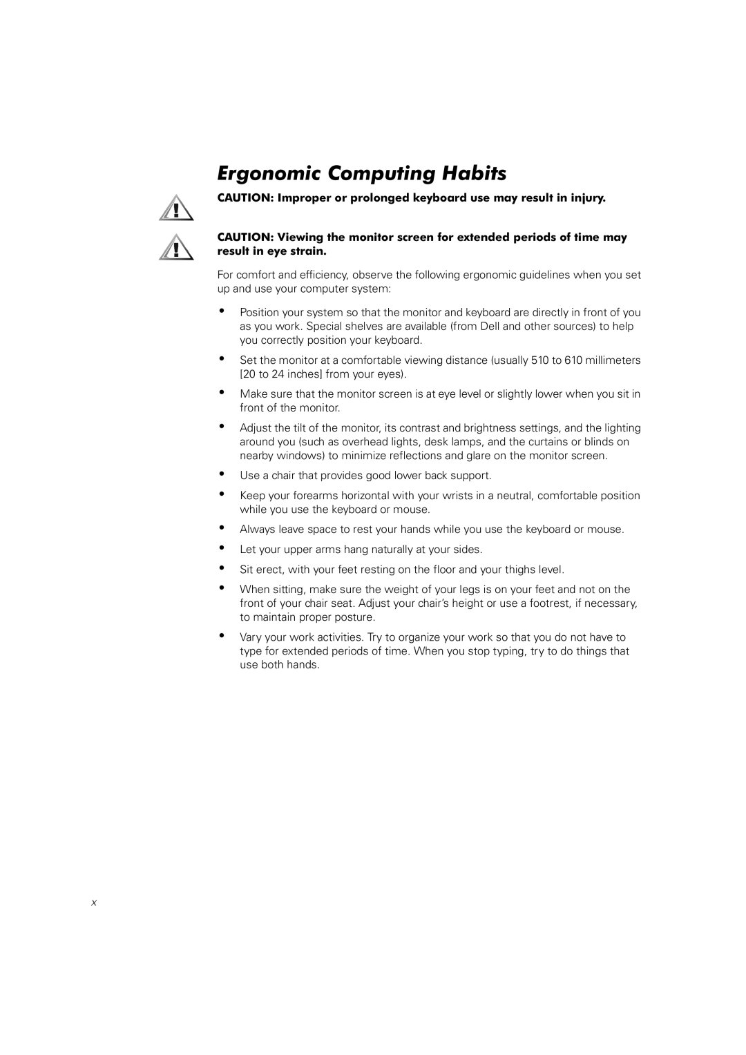 Dell 660F. 224F manual Ergonomic Computing Habits 