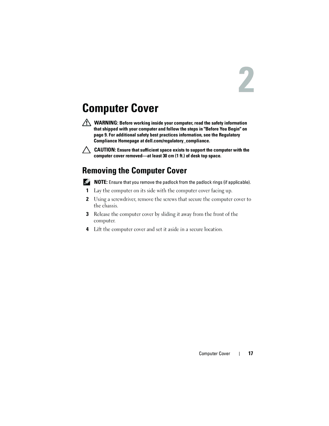 Dell 660S manual Removing the Computer Cover 