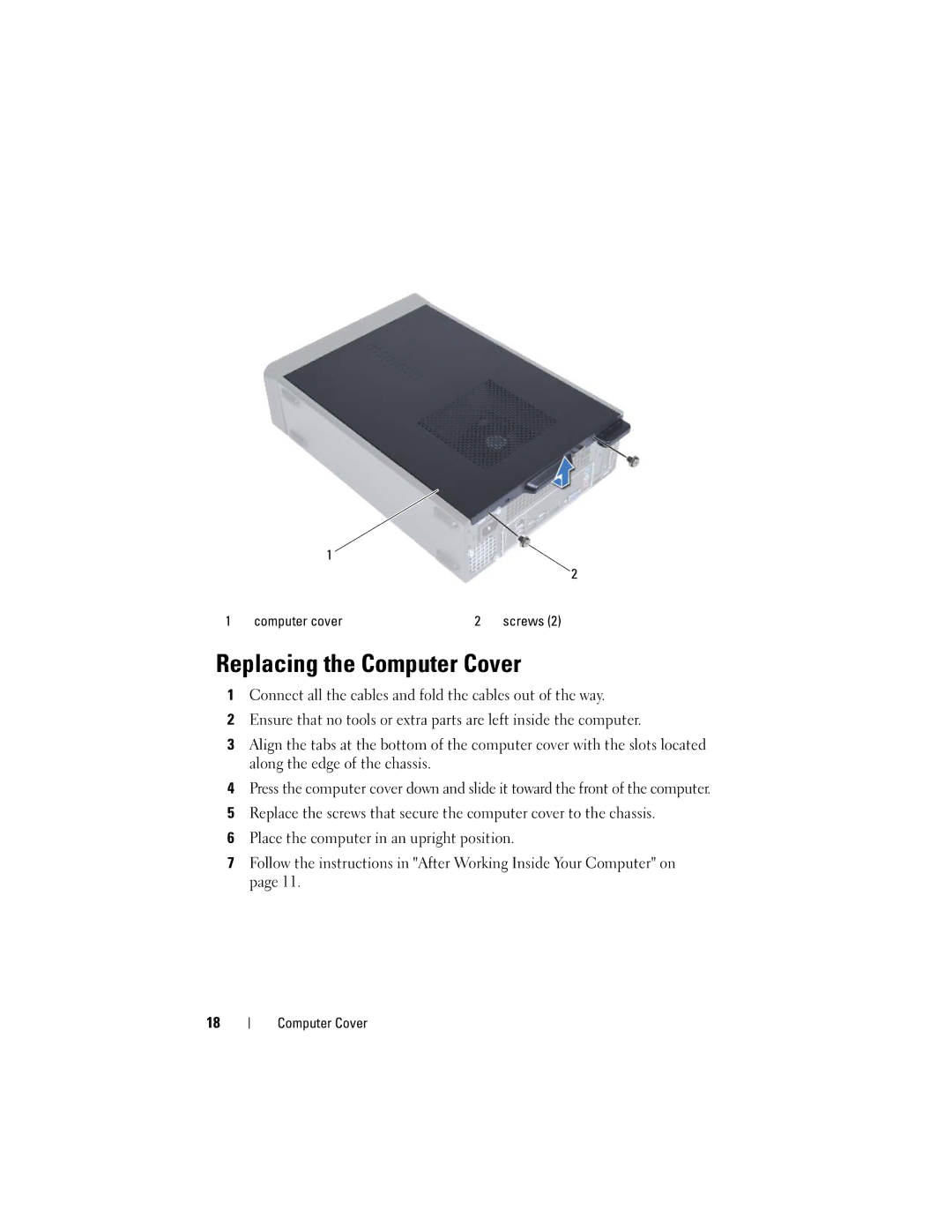 Dell 660S manual Replacing the Computer Cover 