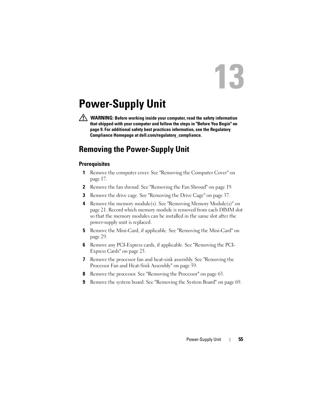 Dell 660S manual Removing the Power-Supply Unit 