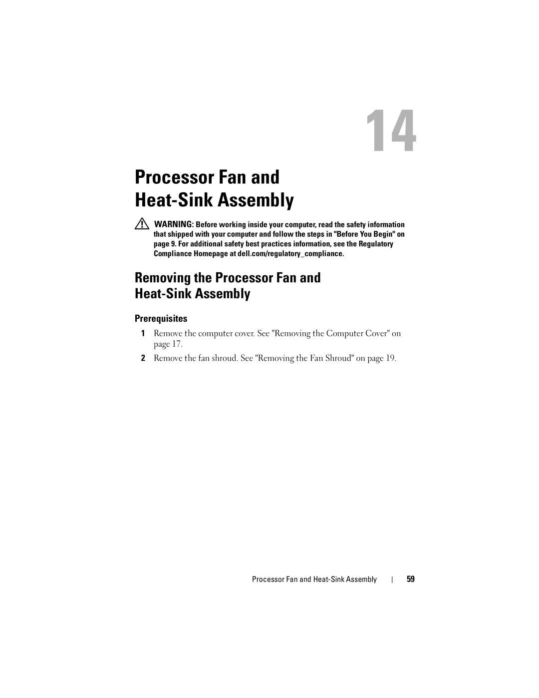 Dell 660S manual Removing the Processor Fan Heat-Sink Assembly 