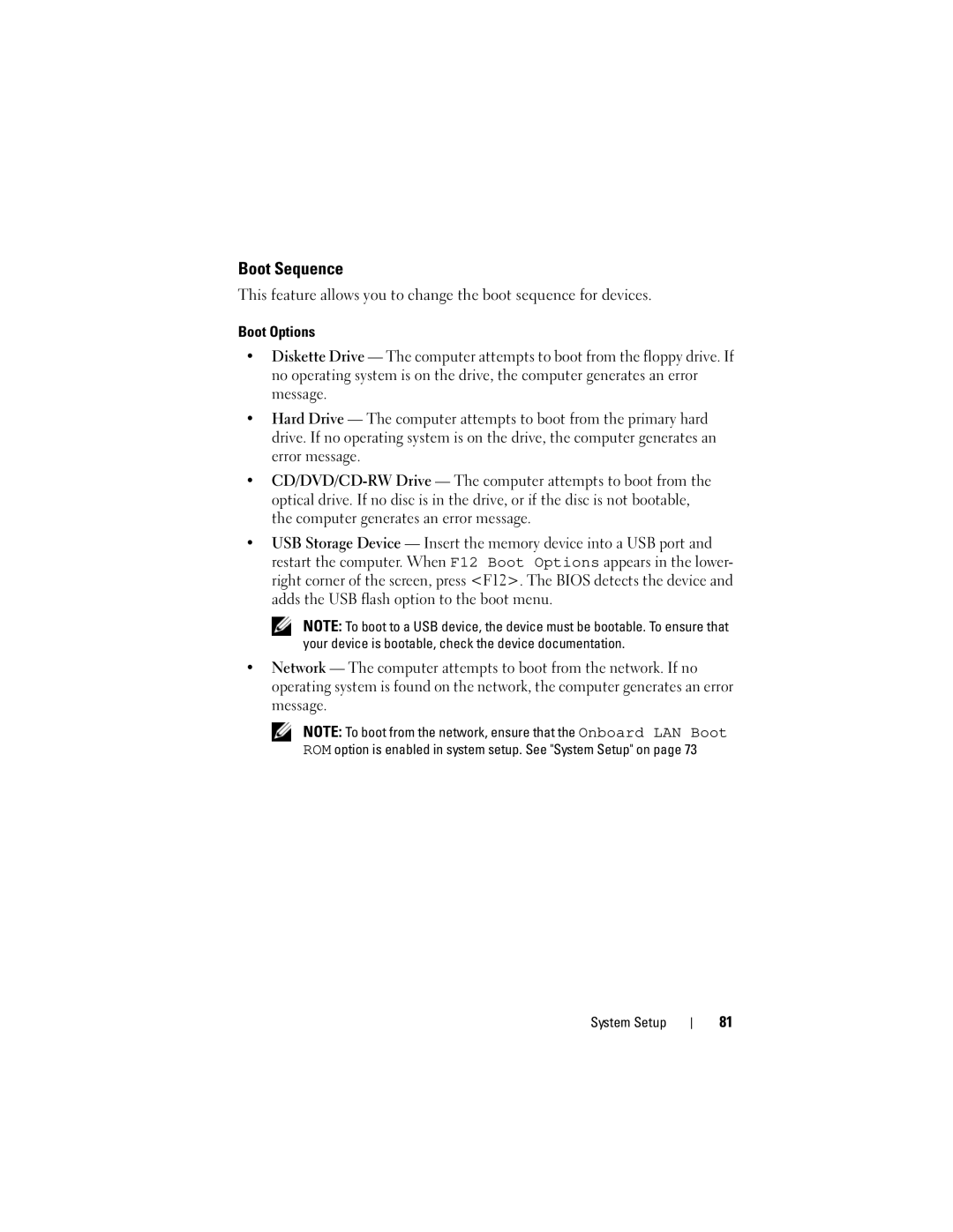 Dell 660S manual Boot Sequence 