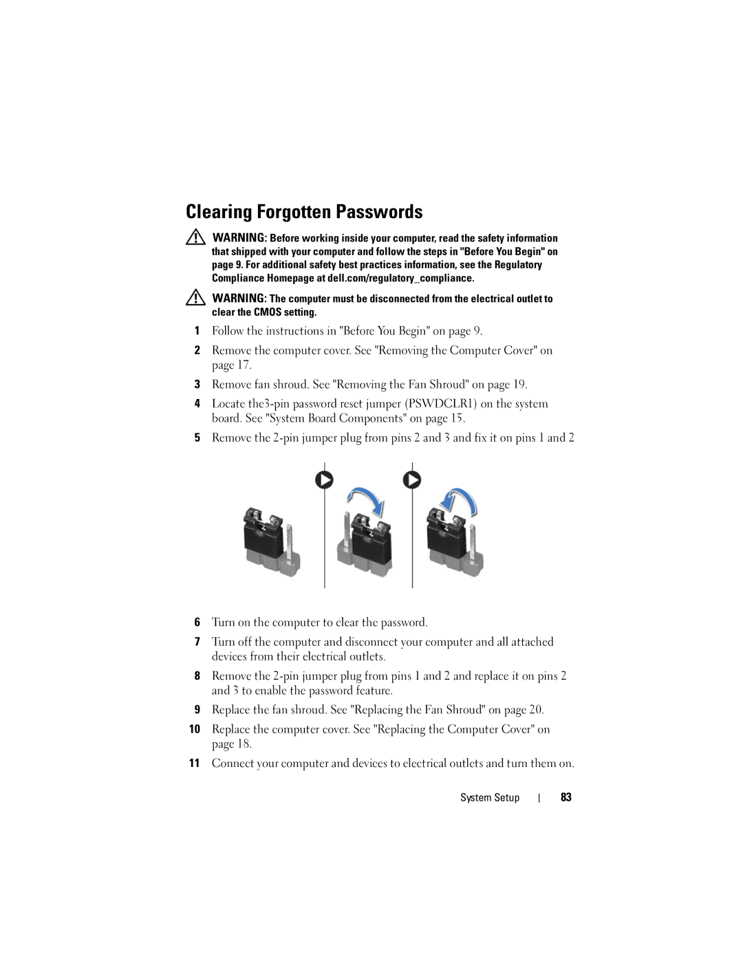 Dell 660S manual Clearing Forgotten Passwords 