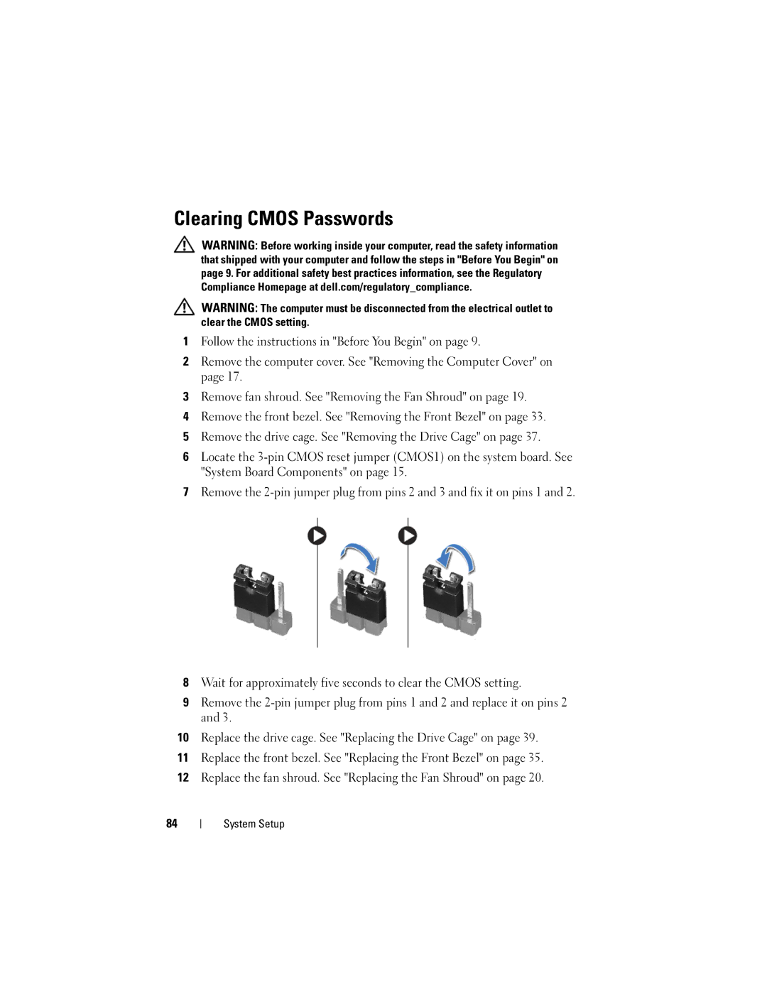 Dell 660S manual Clearing Cmos Passwords 