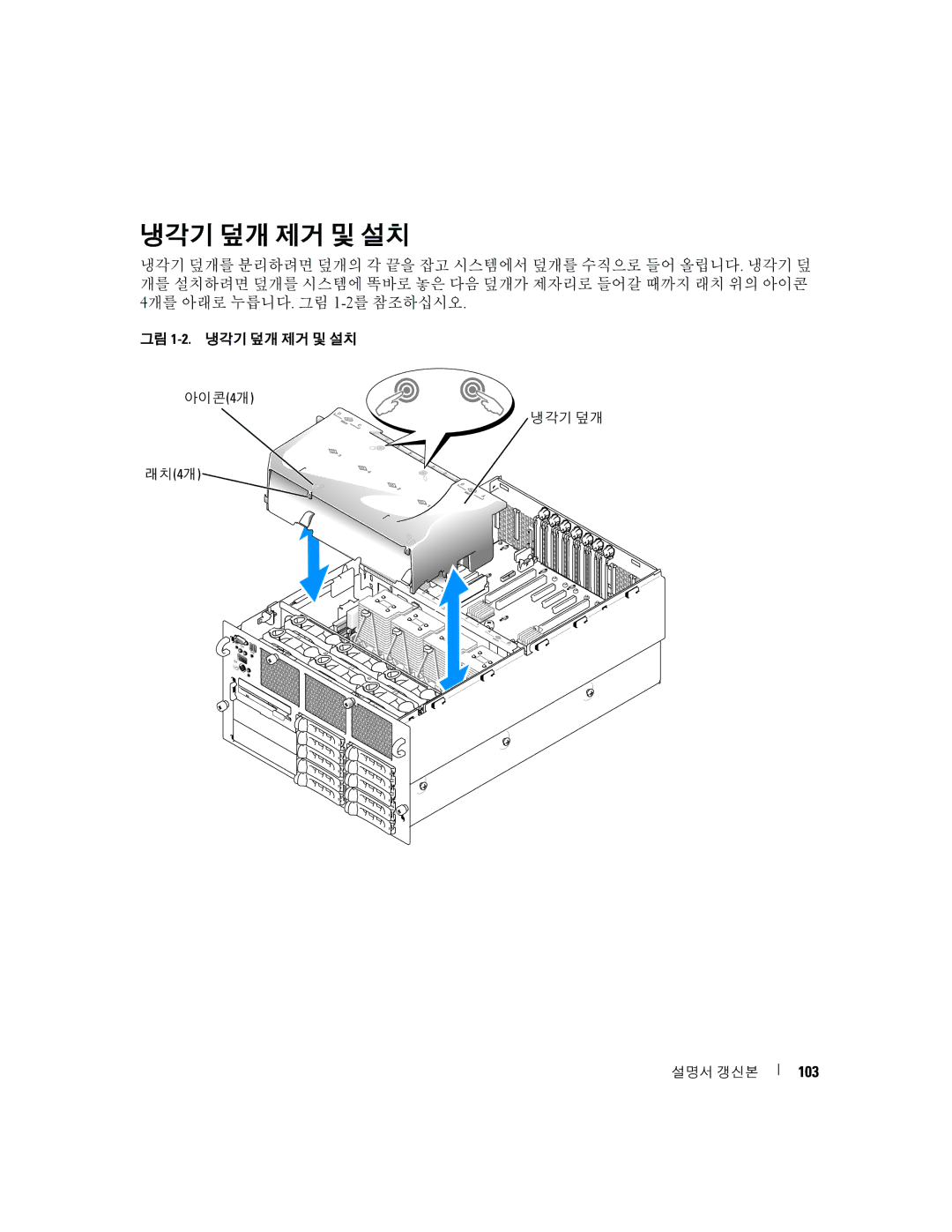 Dell 6800 manual 냉각기 덮개 제거 및 설치 