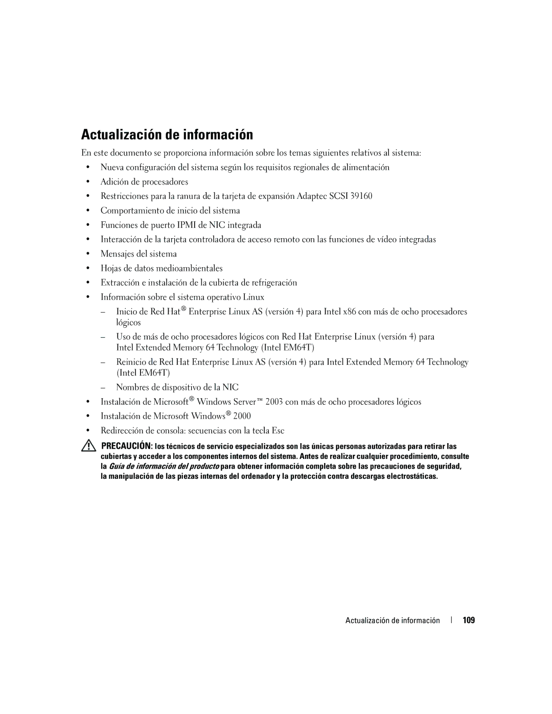 Dell 6800 manual Actualización de información 