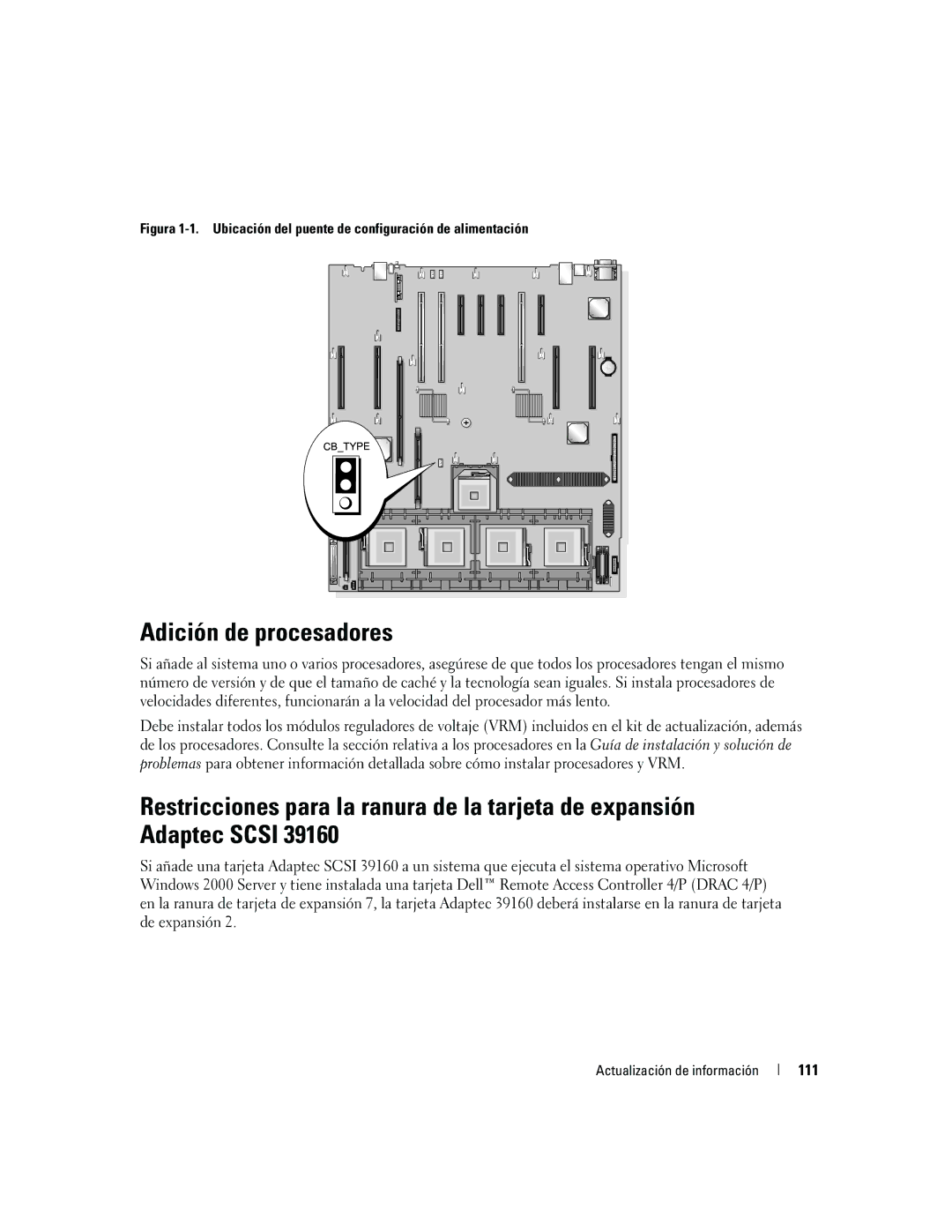 Dell 6800 manual Adición de procesadores 