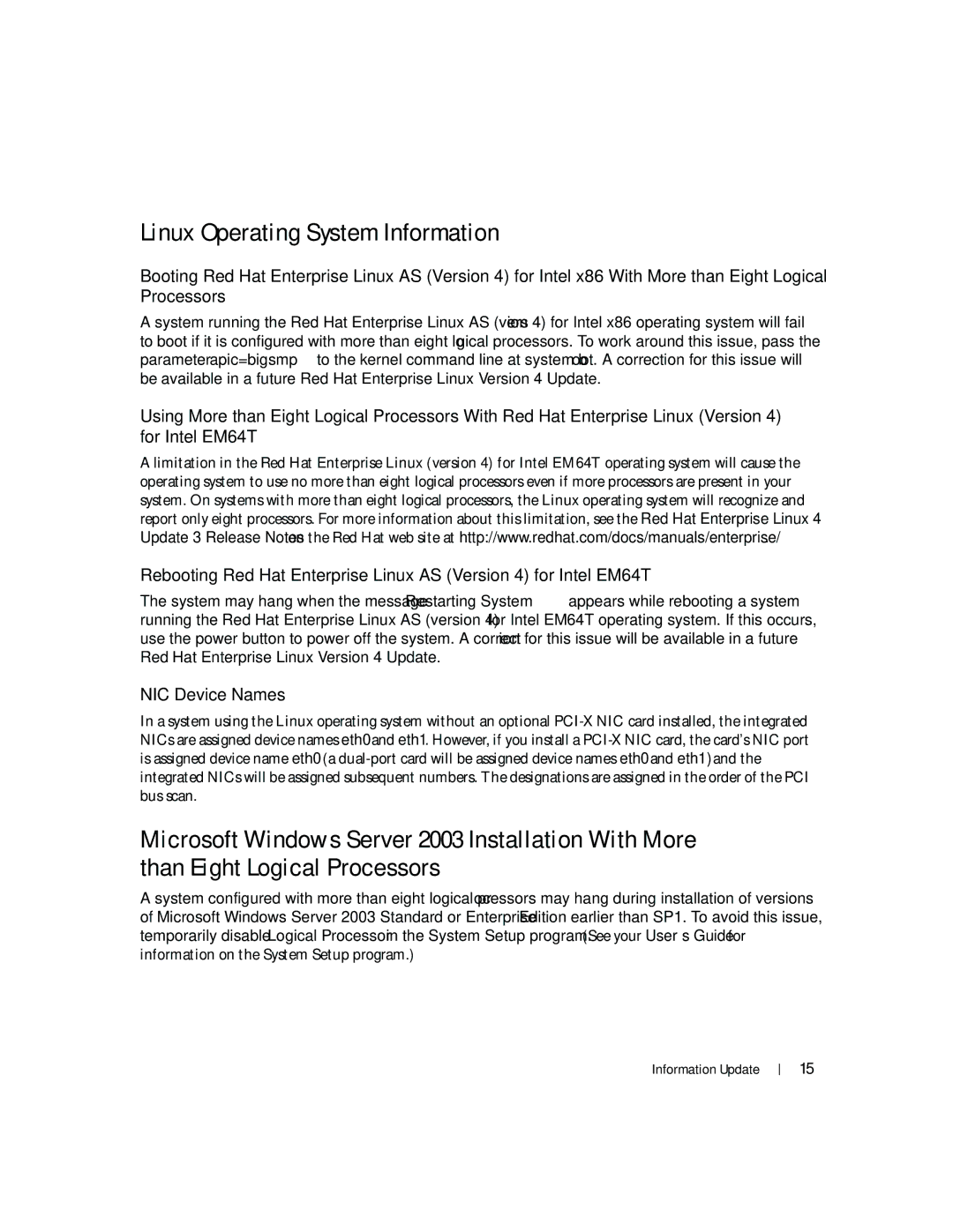 Dell 6800 manual Linux Operating System Information, NIC Device Names 