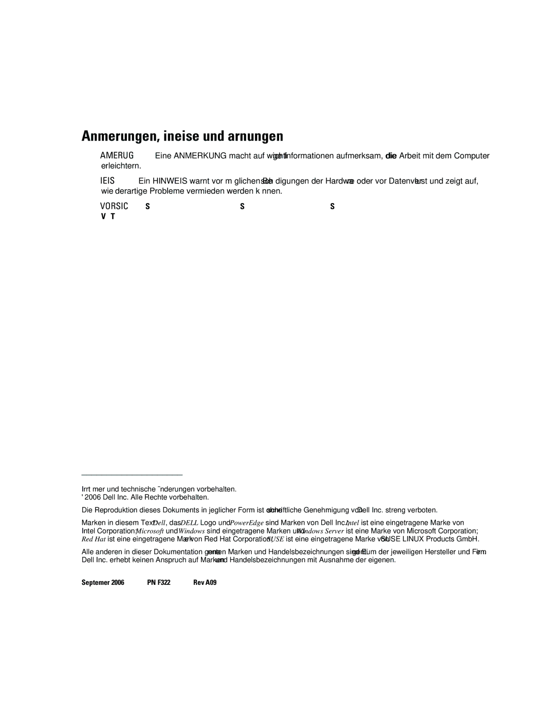 Dell 6800 manual Anmerkungen, Hinweise und Warnungen 