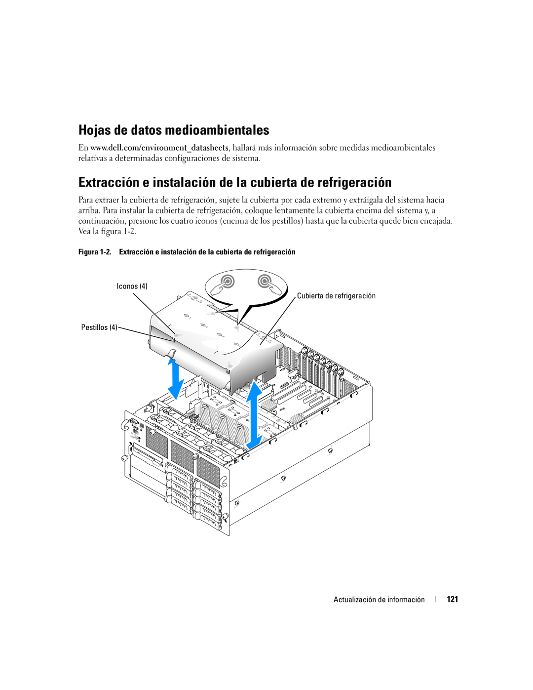 Dell 6800 manual Hojas de datos medioambientales, Extracción e instalación de la cubierta de refrigeración 