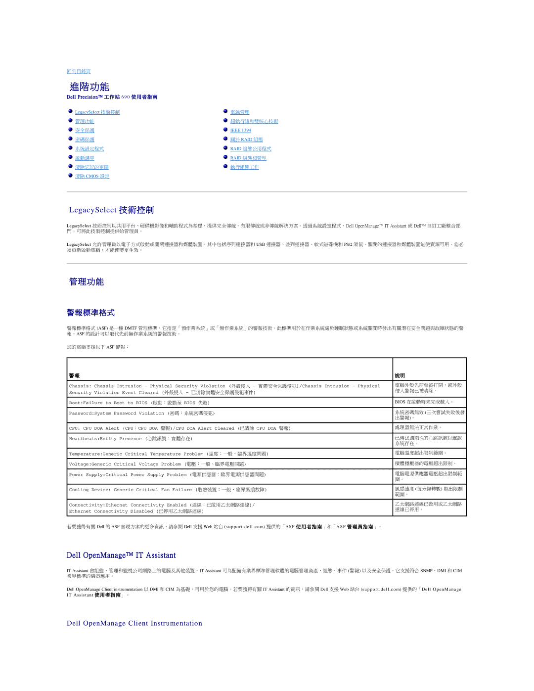 Dell 690 manual 功 能, 標 準 格 式, IT Assistant 使 用 者 指 南」。 