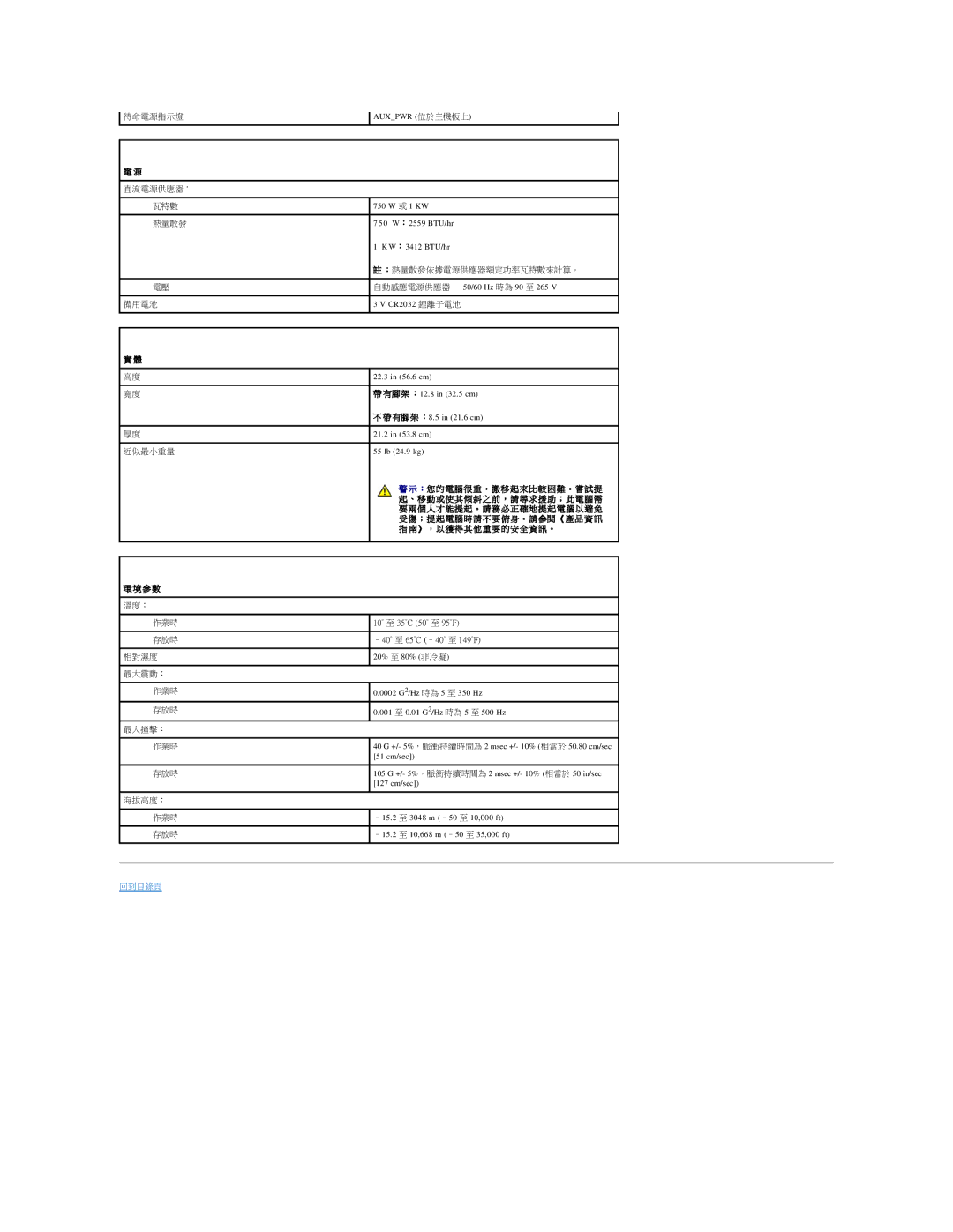 Dell 690 manual 參 數 