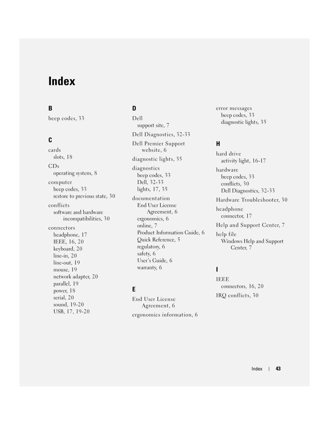 Dell 690 manual Index 