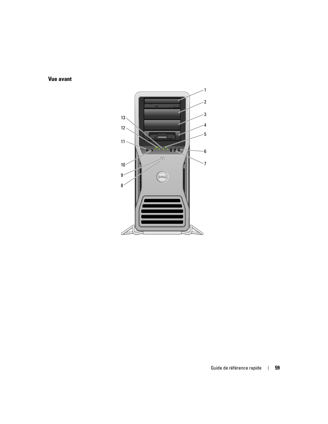 Dell 690 manual Vue avant 