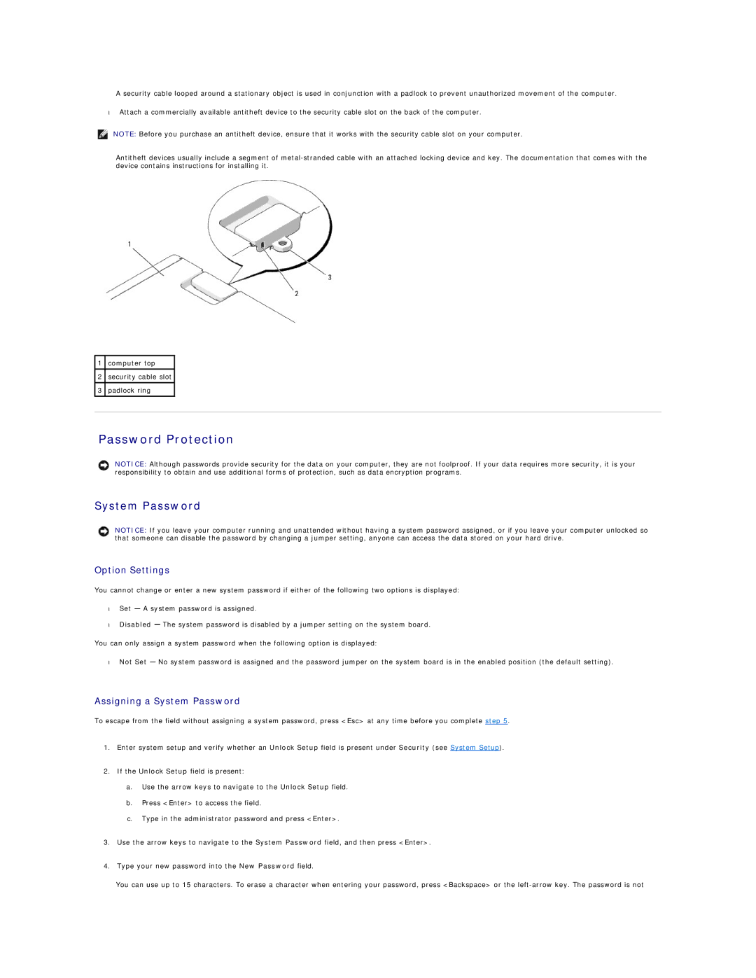 Dell 690 manual Password Protection, Assigning a System Password 