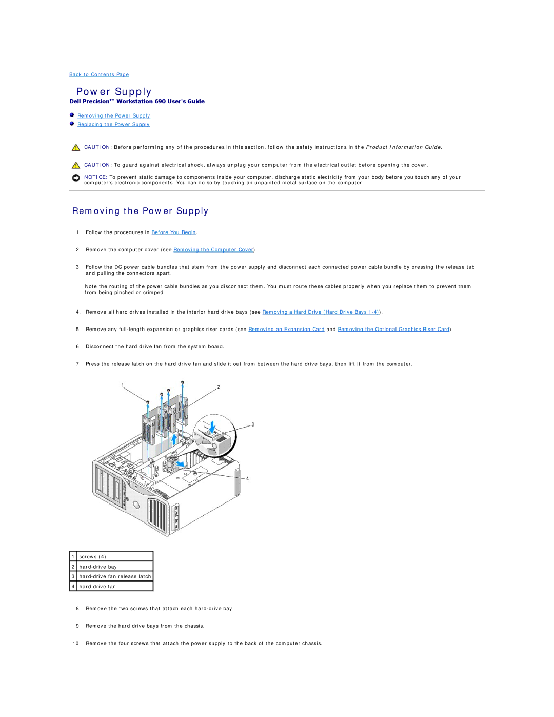 Dell 690 manual Removing the Power Supply 