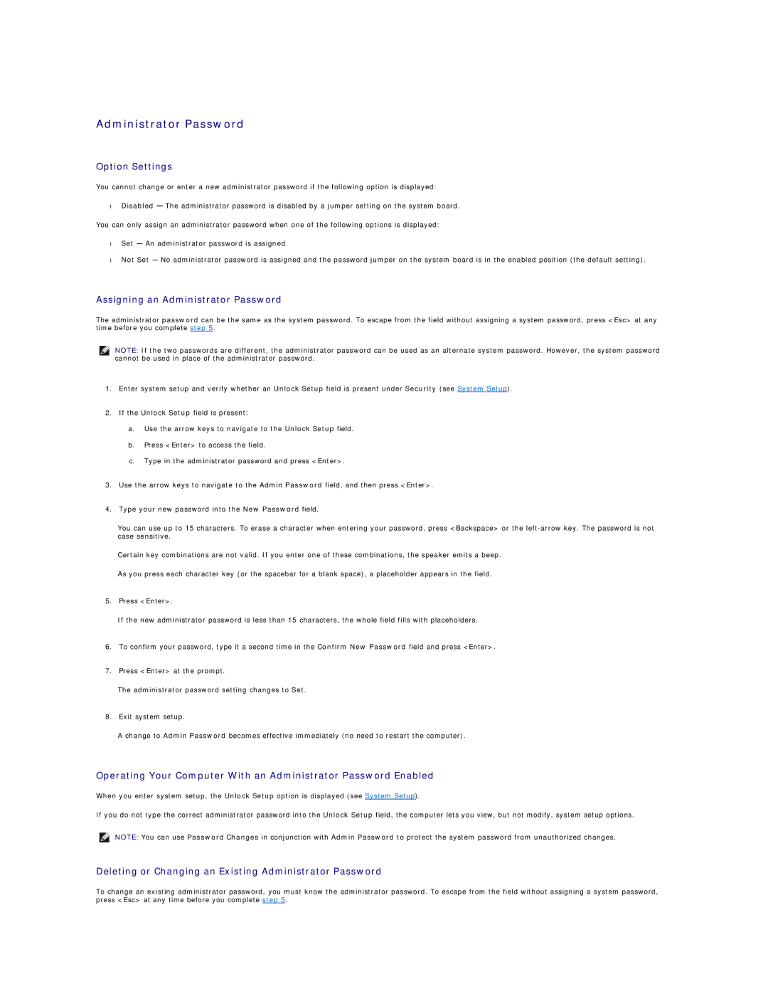 Dell 690 manual Assigning an Administrator Password, Deleting or Changing an Existing Administrator Password 