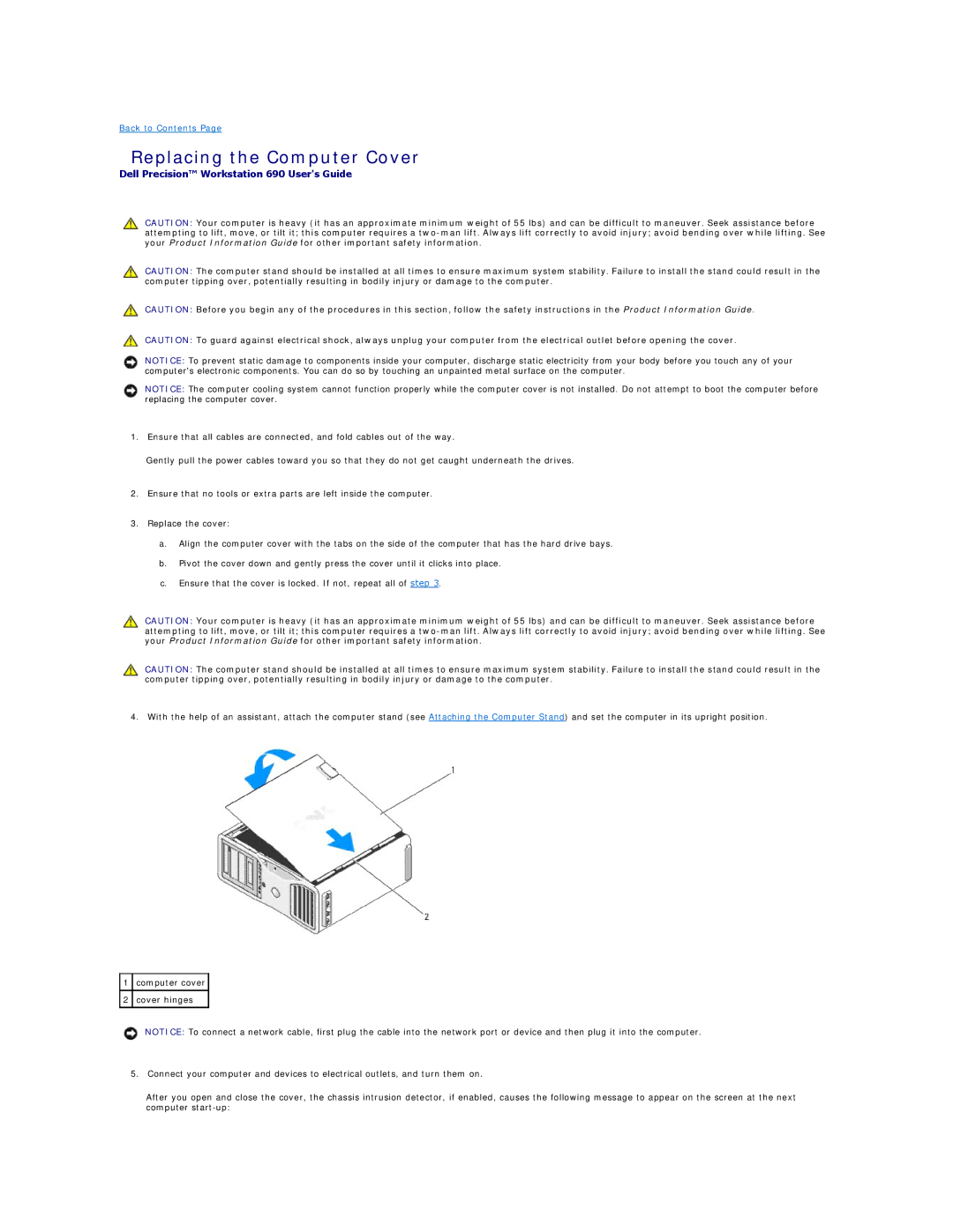 Dell 690 manual Replacing the Computer Cover 