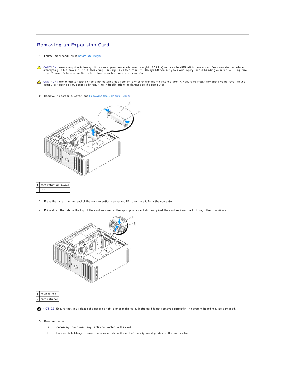 Dell 690 manual Removing an Expansion Card 