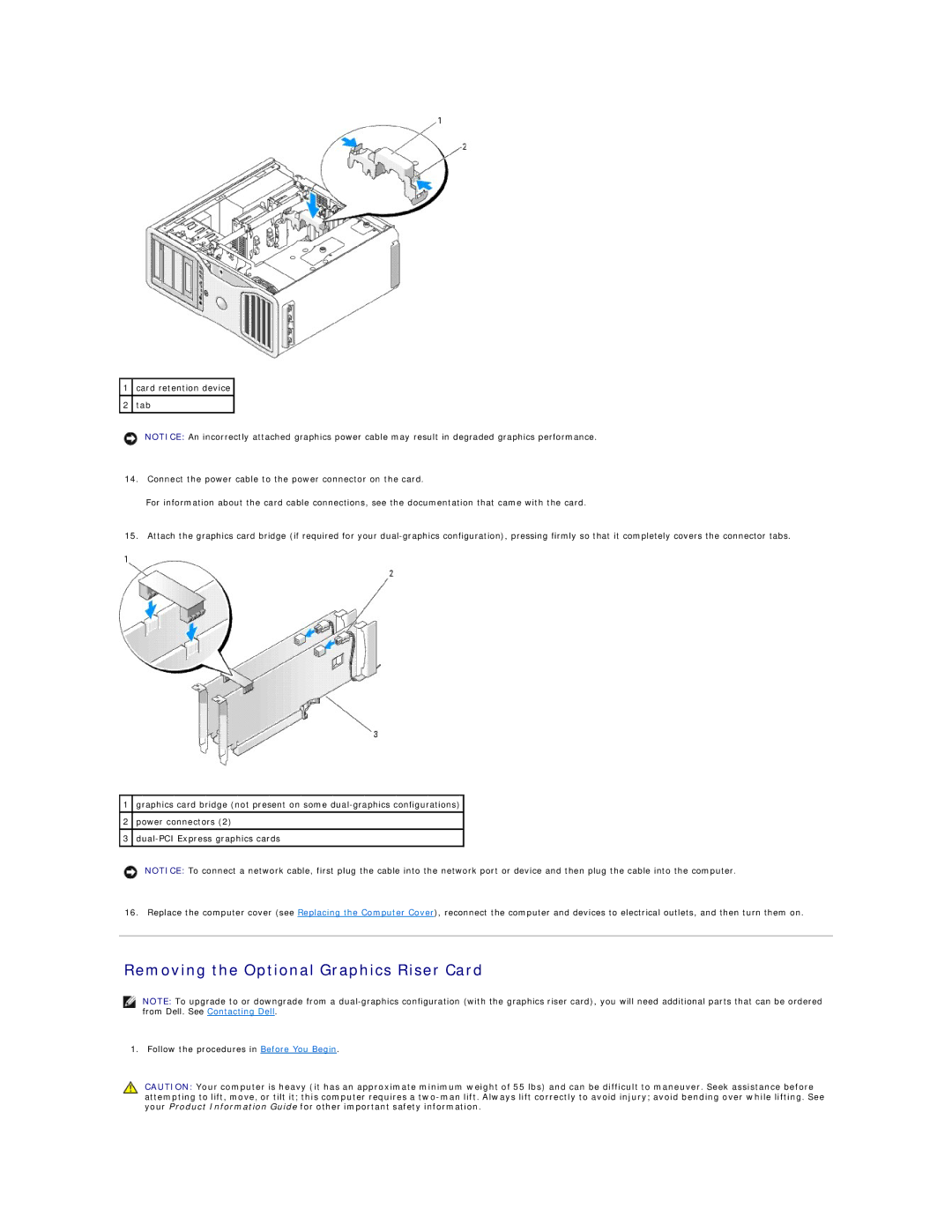 Dell 690 manual Removing the Optional Graphics Riser Card 