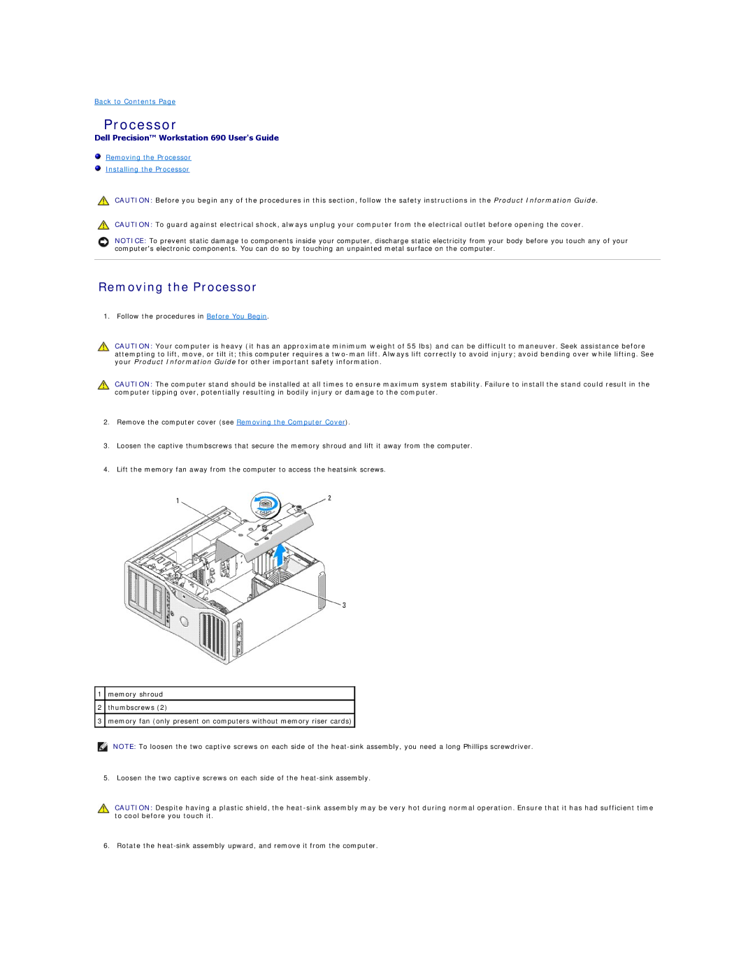 Dell 690 manual Removing the Processor 