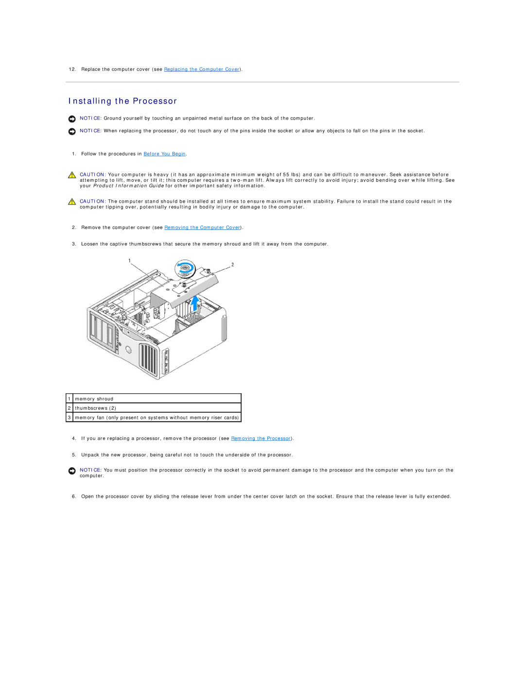 Dell 690 manual Installing the Processor 