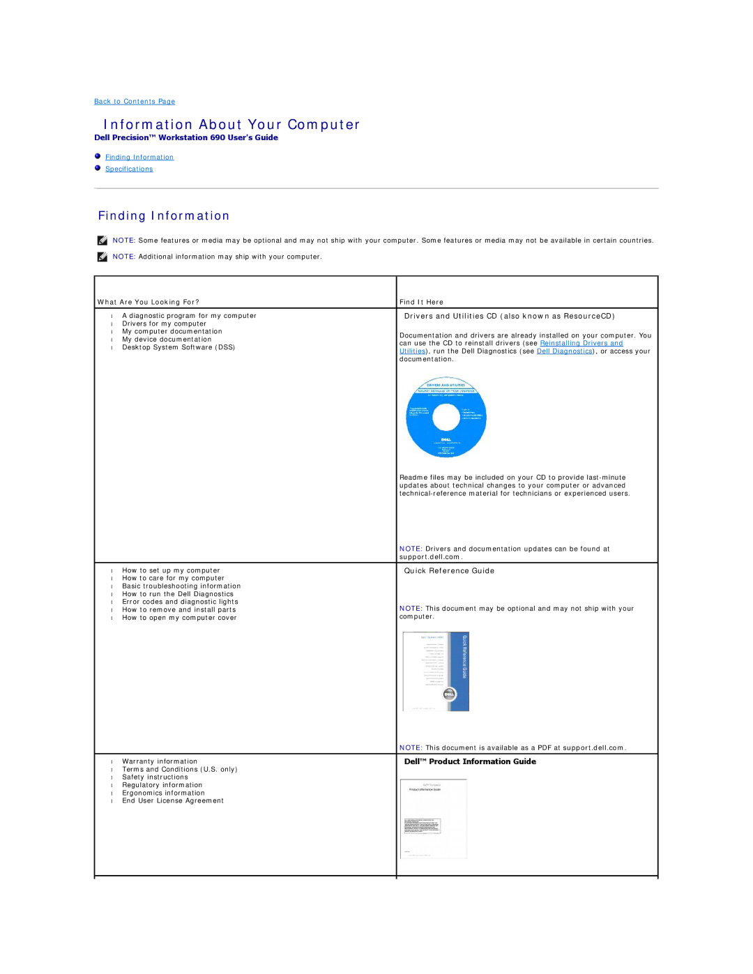 Dell 690 Information About Your Computer, Finding Information, What Are You Looking For? Find It Here, Support.dell.com 