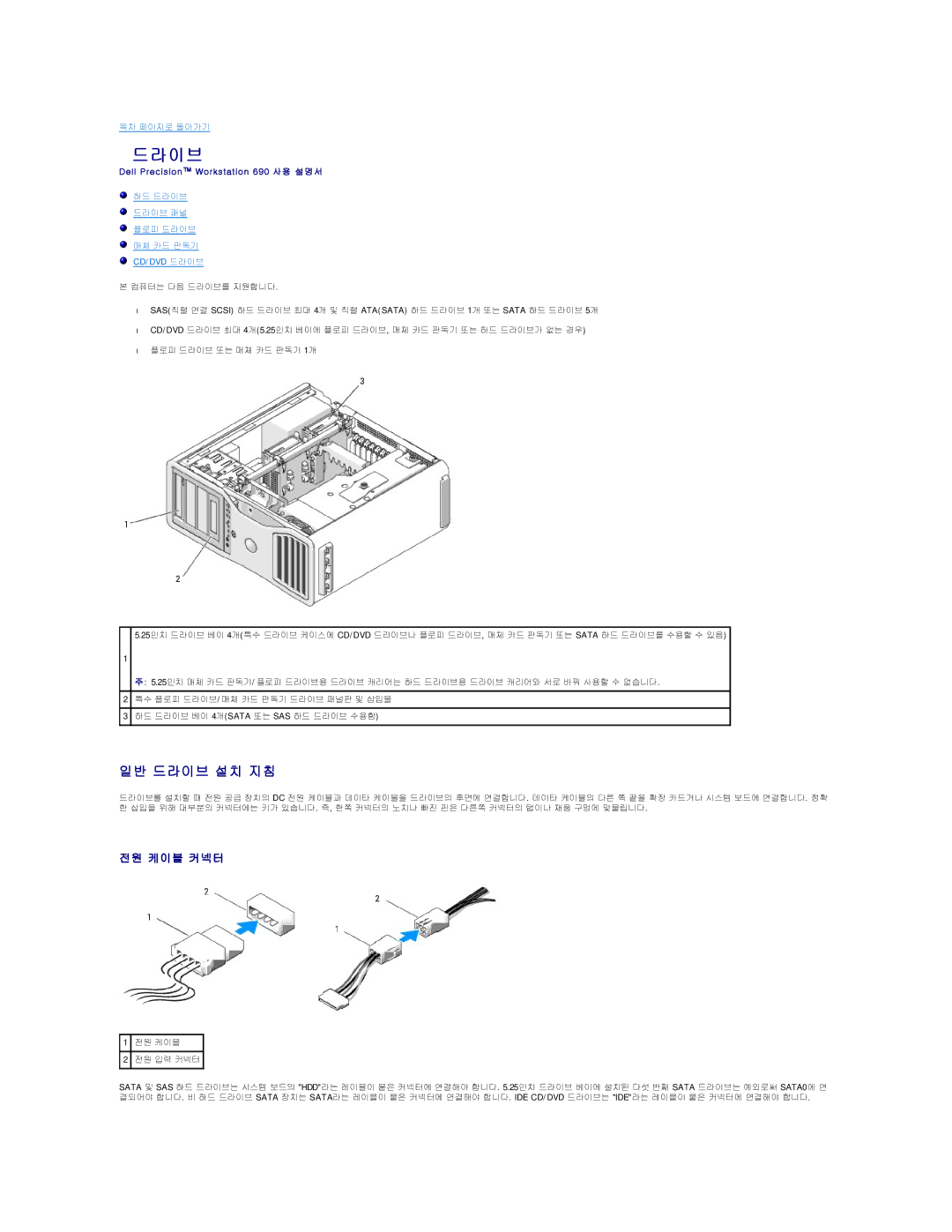 Dell 690 manual 일반 드라이브 설치 지침 