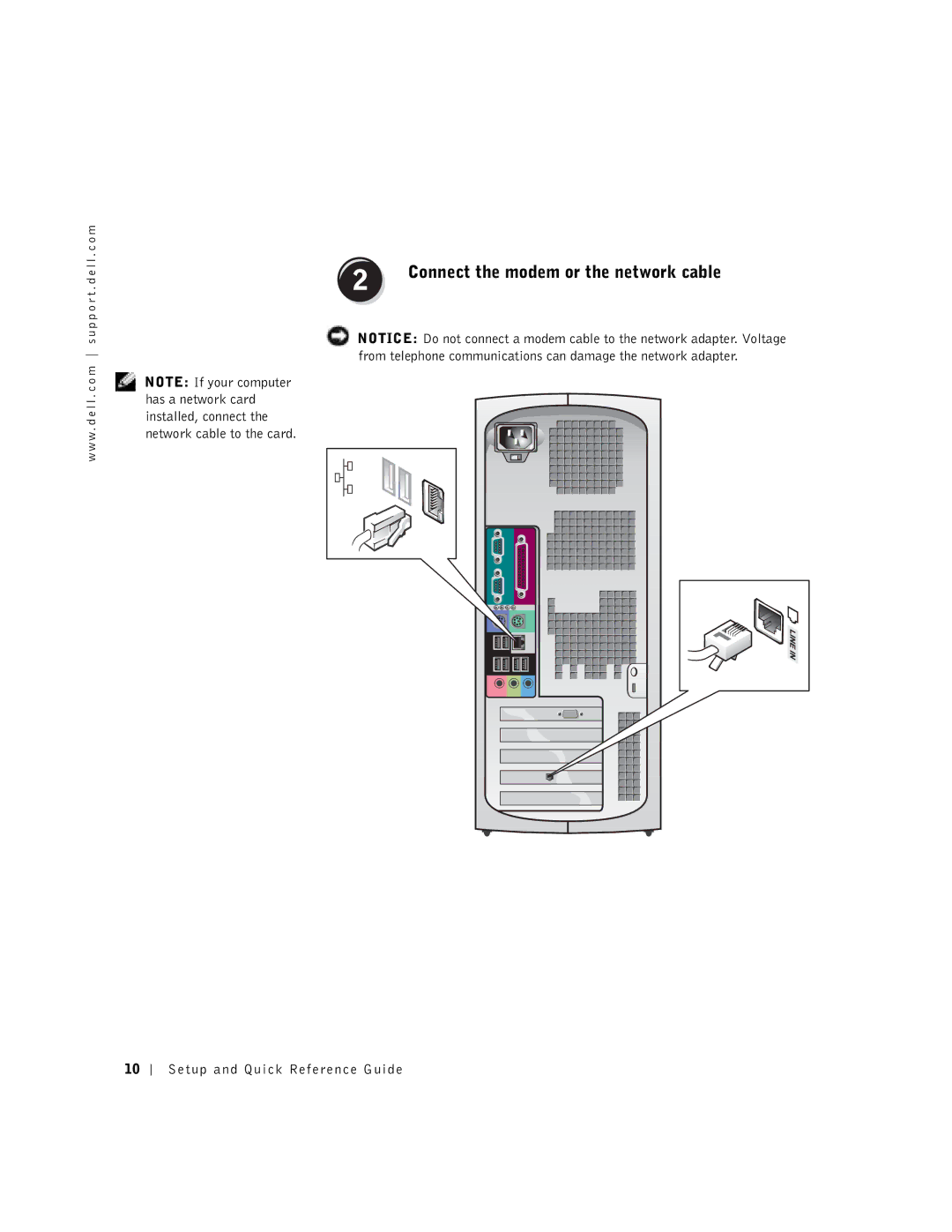 Dell 6T341 manual Connect the modem or the network cable 